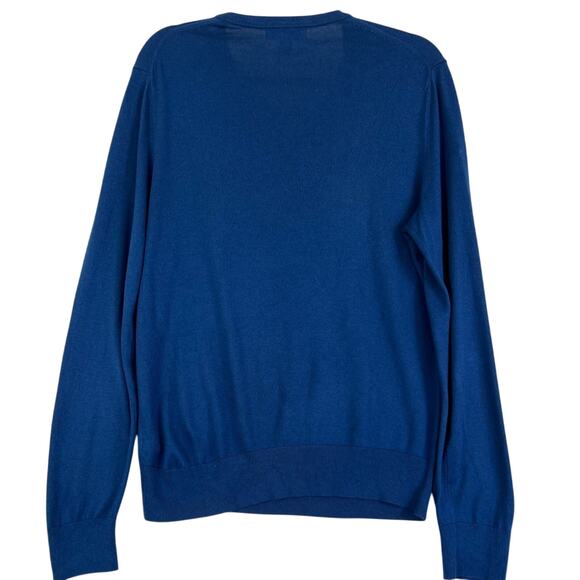 Banana Republic Sweater Mens M Blue Luxury Blend Silk Cotton Cashmere V-neck - Picture 2 of 12